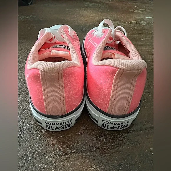 Girls Pink Glitter Slip on Rave Oxford Low Top Converse -Never Worn! - Picture 3 of 5